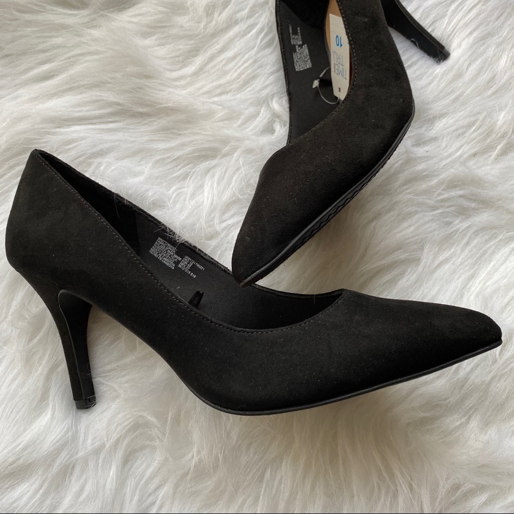 Black Faux Suede Pumps Pointed Toe heels Size 10